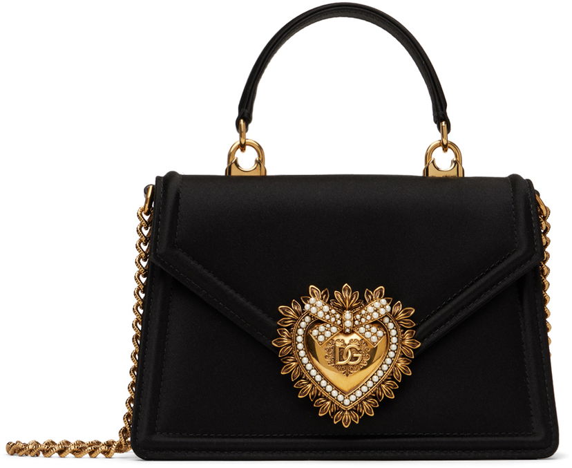 Handväska Dolce & Gabbana Small Devotion Satin Bag Svart | BB6711 A7630