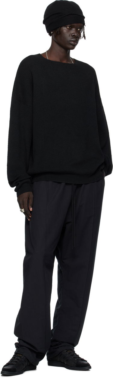 Sweater Fear of God Fear of God ESSENTIALS Waffle Knit Long Sleeve Crewneck Sweatshirt Svart | 192SP256160F, 3