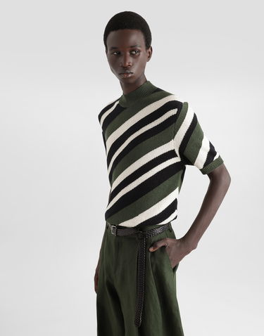 Sweater Dolce & Gabbana Dolce & Gabbana Striped Mock-Turtleneck Sweater Grön | GXW54TJFMMSV9647, 3