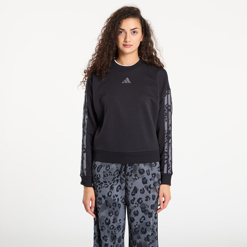 Sweatshirt adidas Performance Animal Print French Terry 3 Stripes Sweatshirt Svart | JM1835