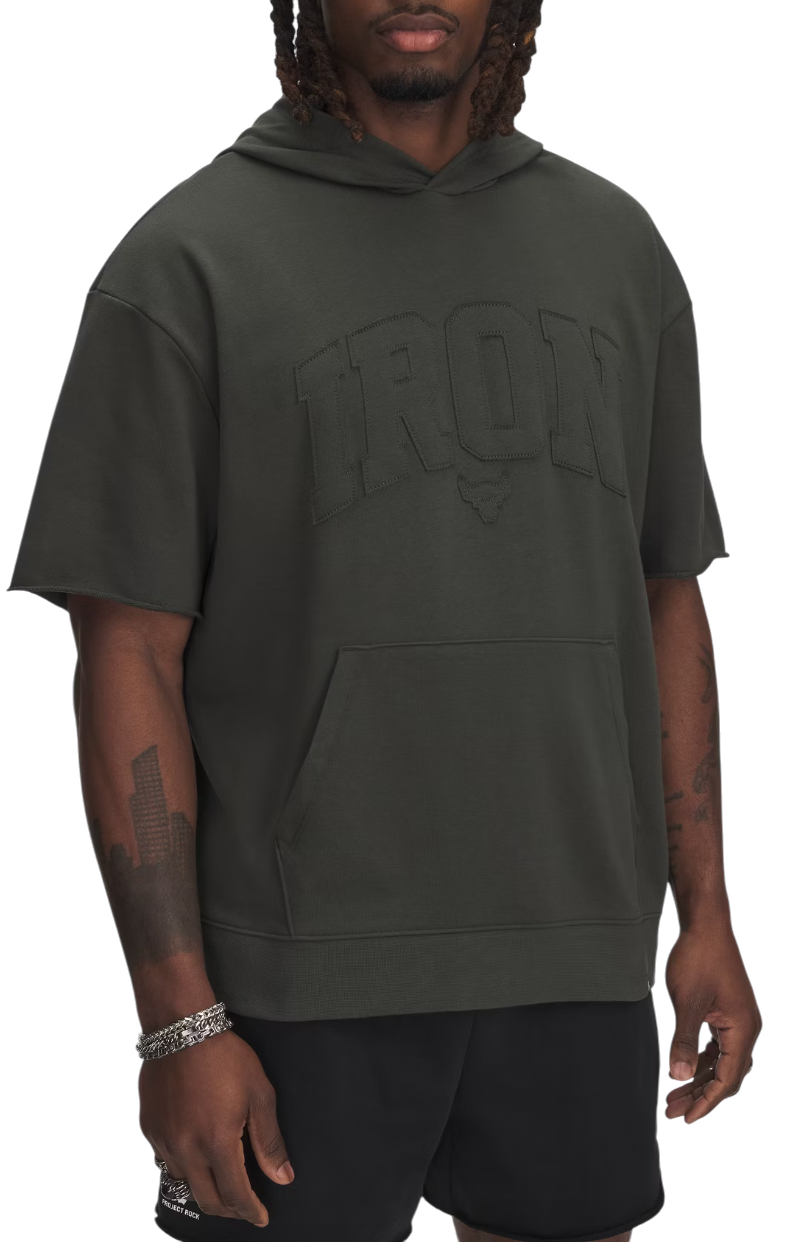 Sweatshirt Under Armour Project Rock SS Terry Short Sleeve Hoodie Grön | 1389952-310