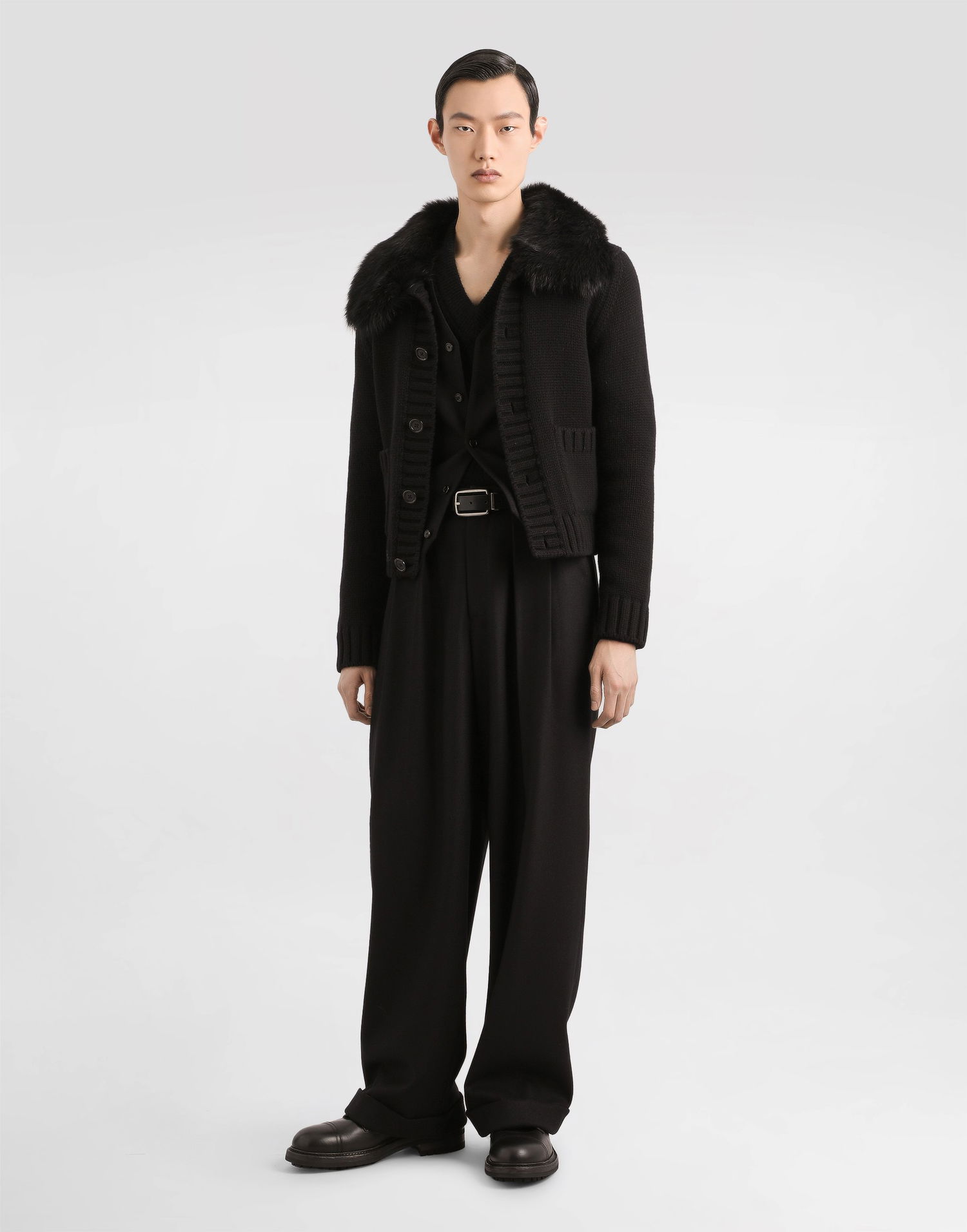 Jacka Dolce & Gabbana Dolce & Gabbana Wool Jacket with Faux Fur Collar Svart | GXVD3ZJDVBZN0000, 1