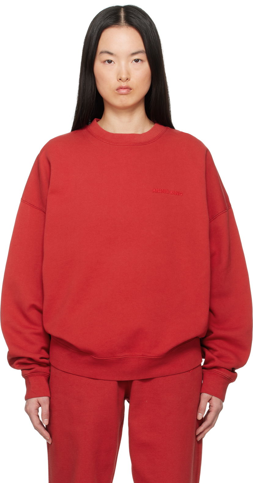 Sweater Anine Bing Anine Bing Miles Sweatshirt Röd | A-08-11159-RED13