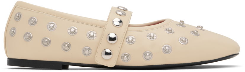 Sneakers och skor Stella McCartney Stella McCartney Ryder Popper-Studded Ballerina Flats Beige | 810473W1G90
