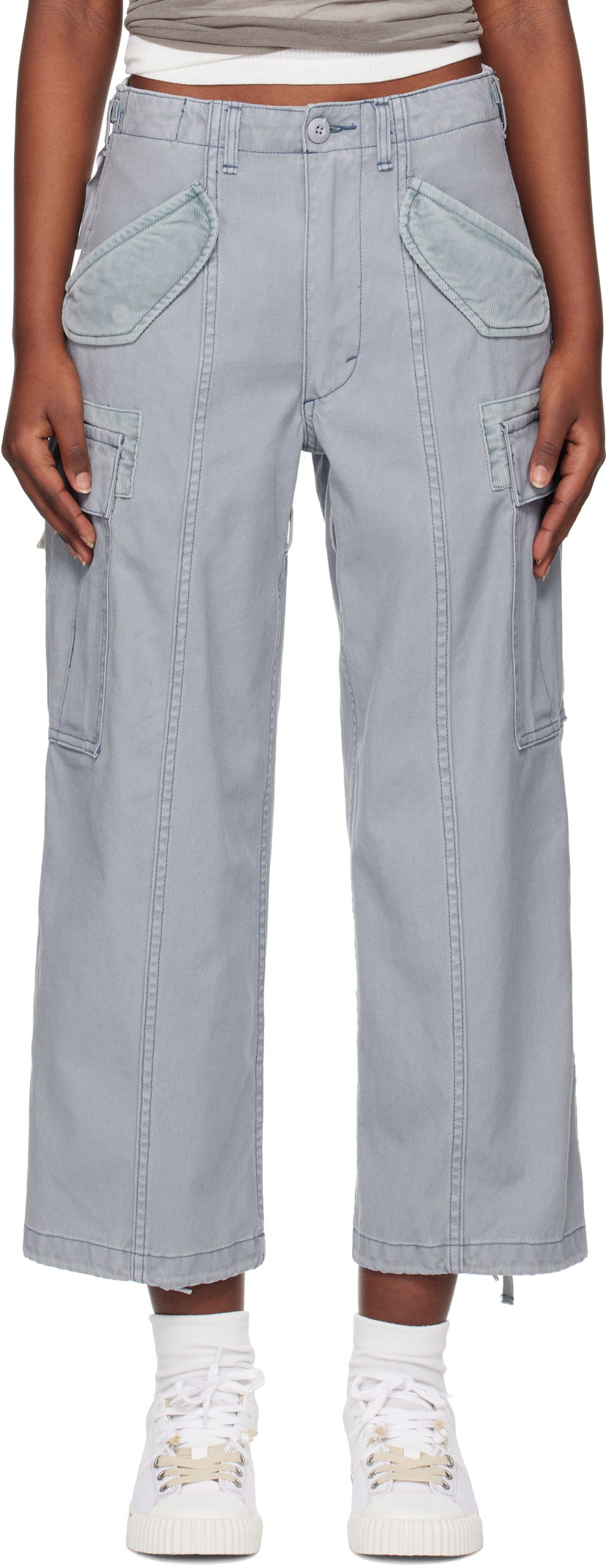 Cargo byxor R13 R13 Cropped Cargo Pants Grå | R13WD320-D279A