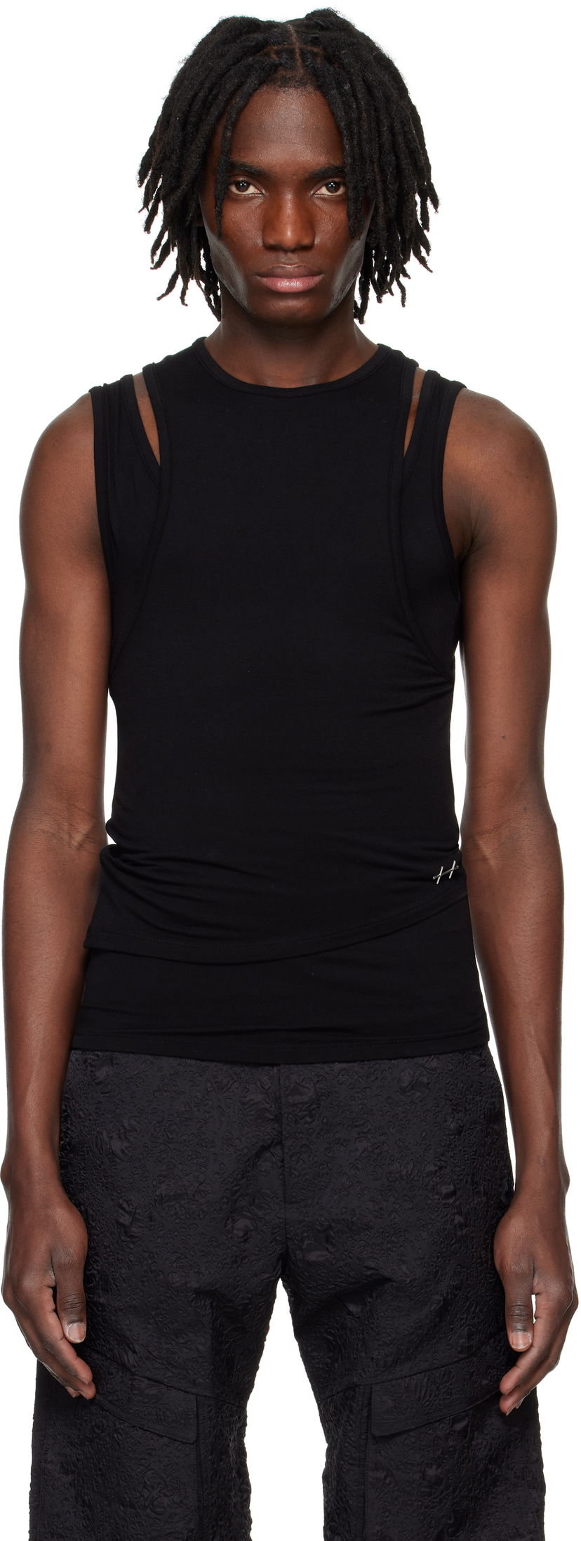 Linne HELIOT EMIL Heliot Emil Eudaimonia Double Layered Tank Top Svart | PRESS25_M_09_130_BLK01