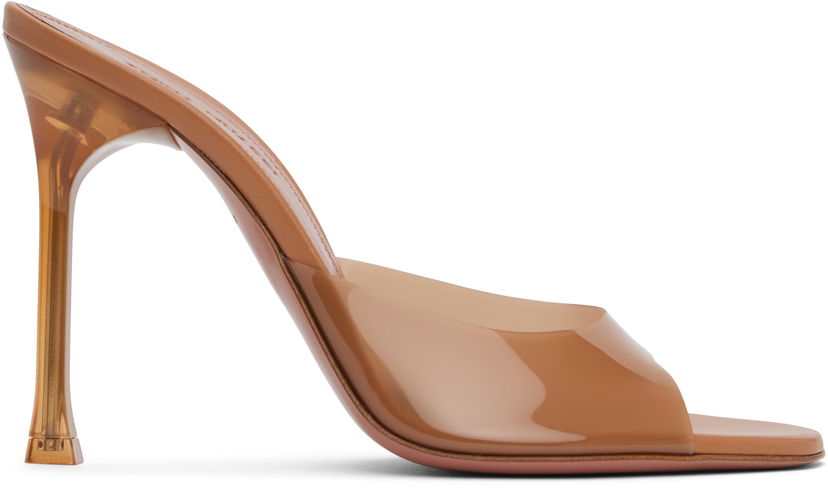 Kläder Amina Muaddi Amina Muaddi Alexa Glass Slipper 105 Heeled Sandals Brun | ALEXA GLASS SLIPPER PVC