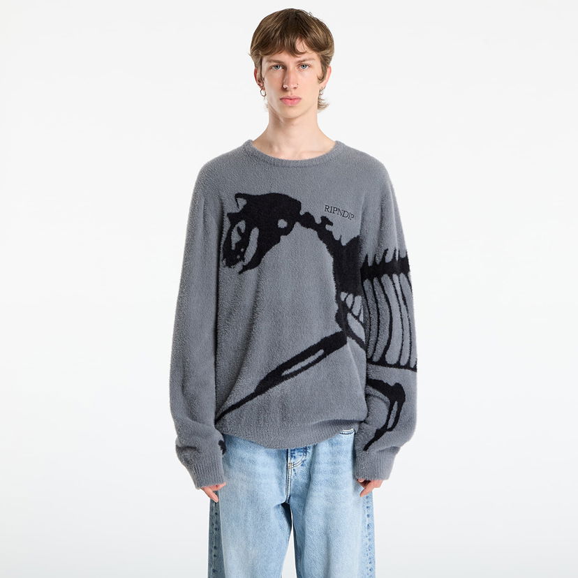 Sweater RIPNDIP RIPNDIP Fossil Mohair Knit Sweater Grå | RNDFALL25102