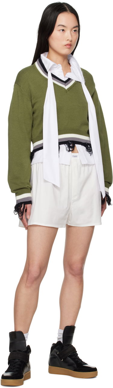 Sweater Ottolinger Ottolinger Cropped V-Neck Sweater Grön | 10710150701, 4