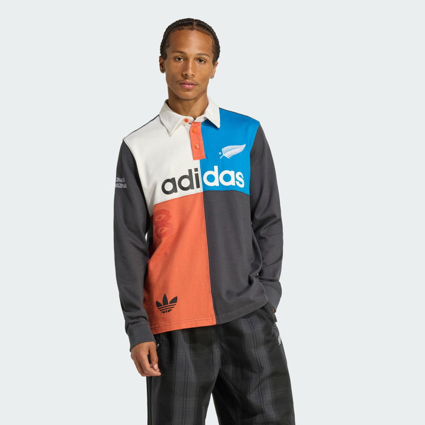 Polotröja adidas Performance ORIGINALS & ALL BLACKS HERITAGE RUGBY Long-Sleeve Polo Shirt Flerfärgad | KG4638