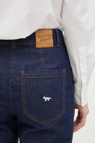 Jeans MAISON KITSUNÉ Straight High-Waisted Denim Jeans Blå | NW01113WW0081, 3