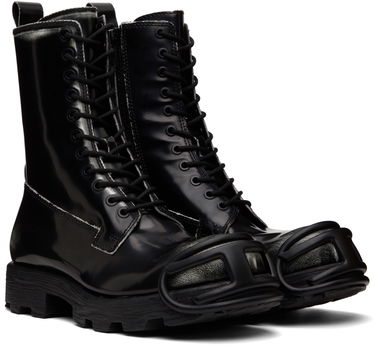 Sneakers och skor Diesel D-Hammer Bt D Lace-Up High-Top Boots with Shiny Finish and Rubber Toe Svart | Y03228-P8435-H1532, 3