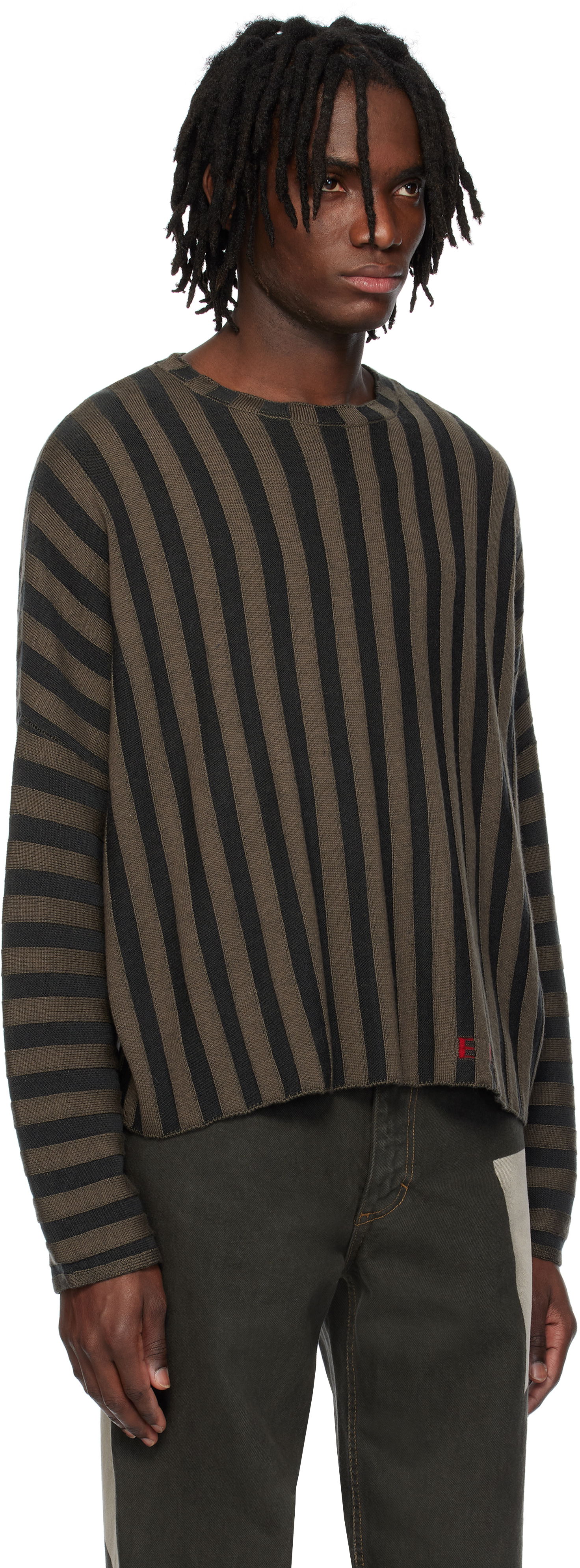 Sweater Eckhaus Latta Eckhaus Latta Striped Knit Sweater Brun | 8026-EL-PS25-B - BOG, 1