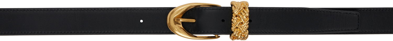 Bälten Bottega Veneta Bottega Veneta Intreccio Loop Leather Belt Svart | 805113 VALKO, 0