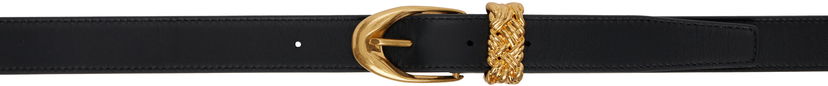 Bälten Bottega Veneta Bottega Veneta Intreccio Loop Leather Belt Svart | 805113 VALKO