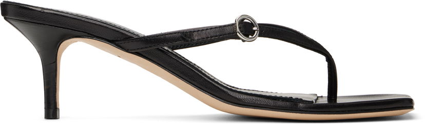 Tillbehör Aeyde Aeyde Leigh Leather Toe-Post Heeled Sandals Svart | A11-HS-GAIS55TB162-SS25-800-007