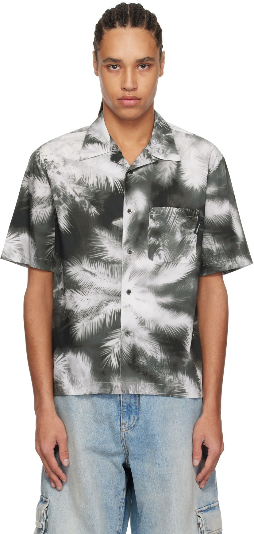 Skjorta Palm Angels Palm Angels Blueprint Palms Shirt Grå | PMGG005S25FAB0031003