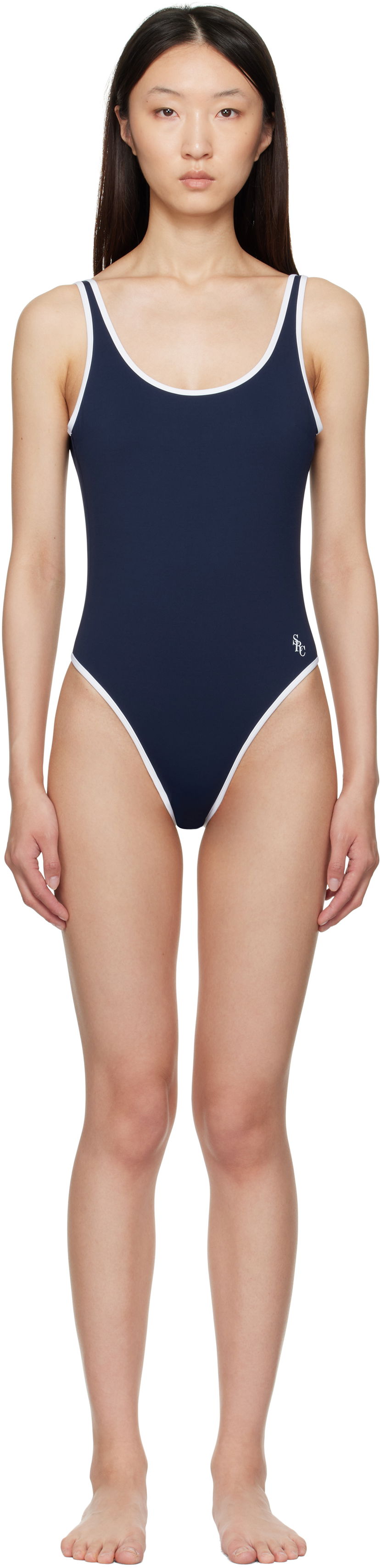 Badkläder Sporty & Rich Sporty & Rich Carla One Piece Swimsuit Mörkblå | SM017620302BL106