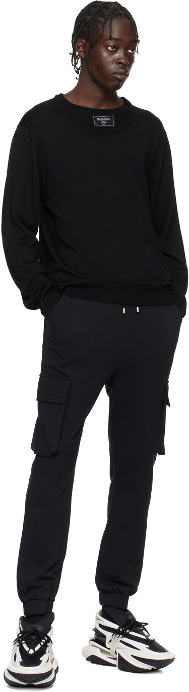 Sweater Balmain Knitted Double-Collar Sweater Svart | EH1KD145KH92, 3