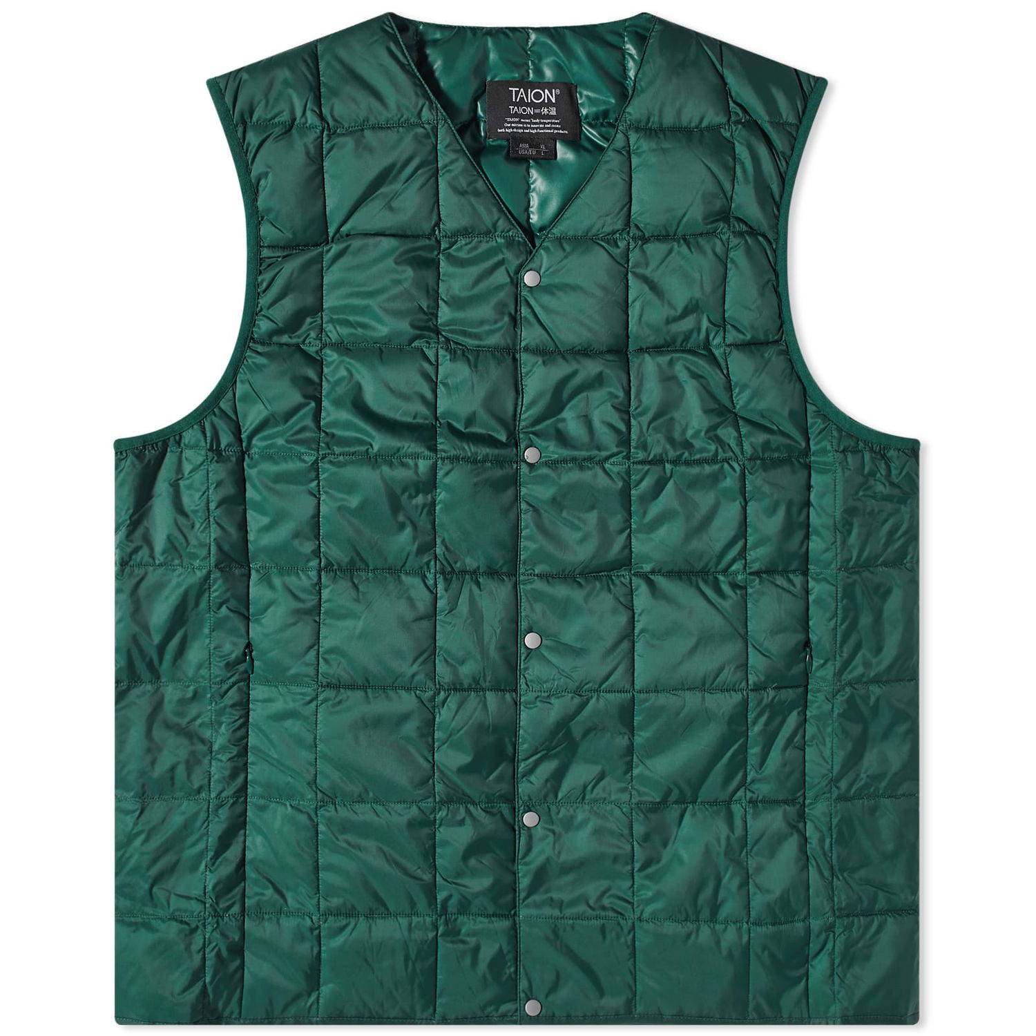 Väst TAION V-Neck Down Vest Grön | TAION-W001-KGN, 0
