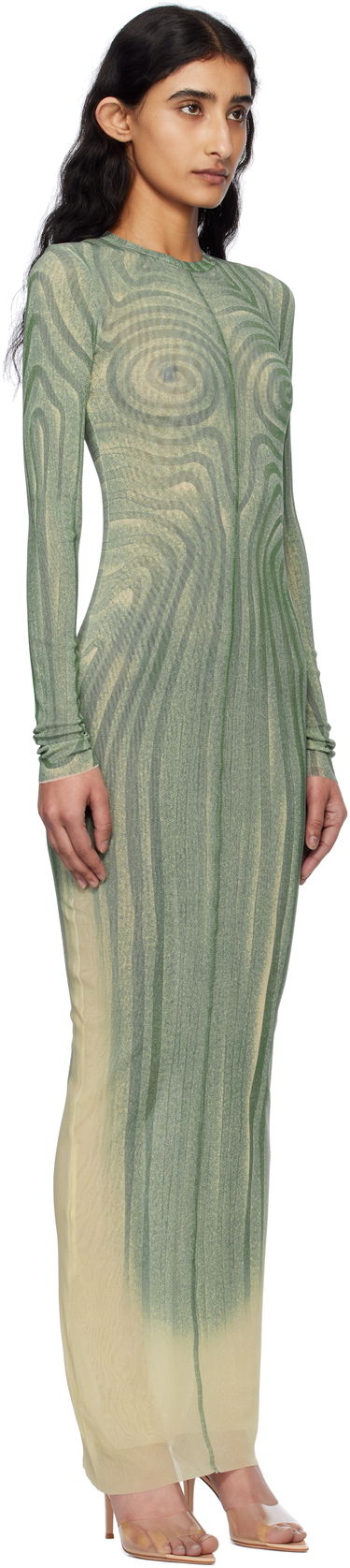 Klä Jean Paul Gaultier Jean Paul Gaultier 'The Long Spirale' Maxi Dress Grön | 25/34-F-RO390-T587-0351, 1