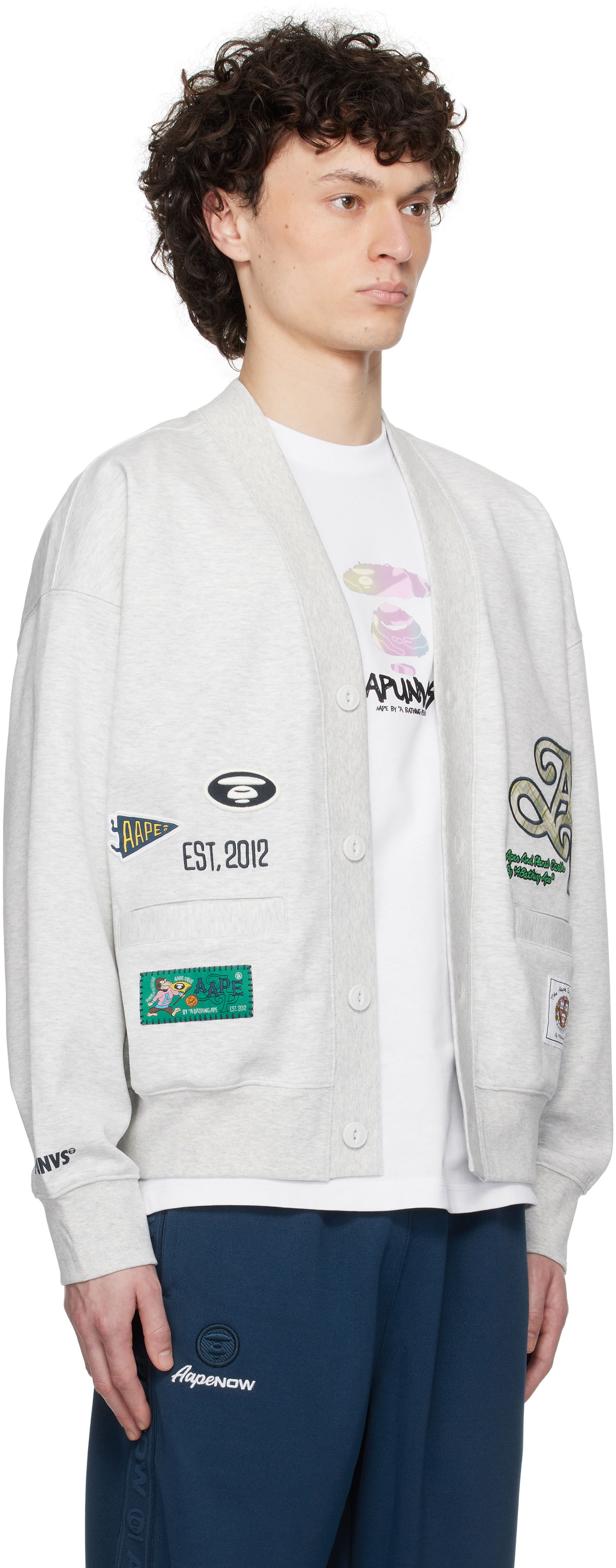 Sweater AAPE by A Bathing Ape AAPE by A Bathing Ape Main Cardigan Grå | AAPSWMC324XANWH2, 1