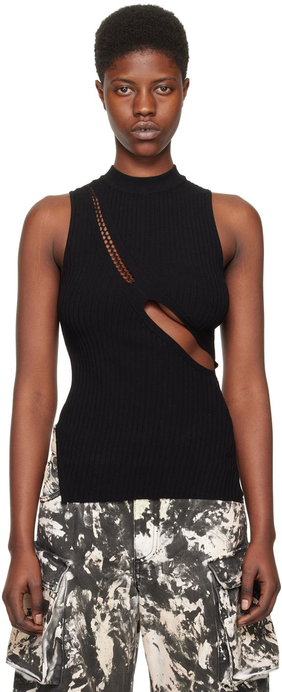 Linne The Attico Attico Cutout Sleeveless Tank Top Svart | 242WCT248 KV001