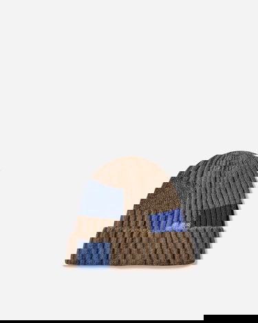 Mössa KAPITAL Wool Patchwork Ribbed Knit Beanie Flerfärgad | EK-1510XH GRAY, 1