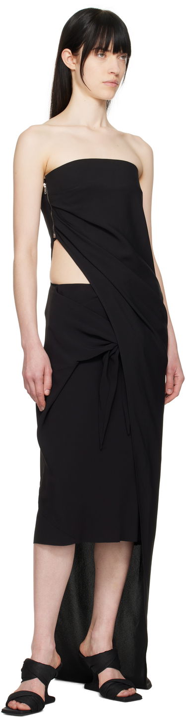 Kjol Rick Owens Rick Owens Hollywood Strutter Tie Midi Skirt Svart | RP01E7372 Y, 3