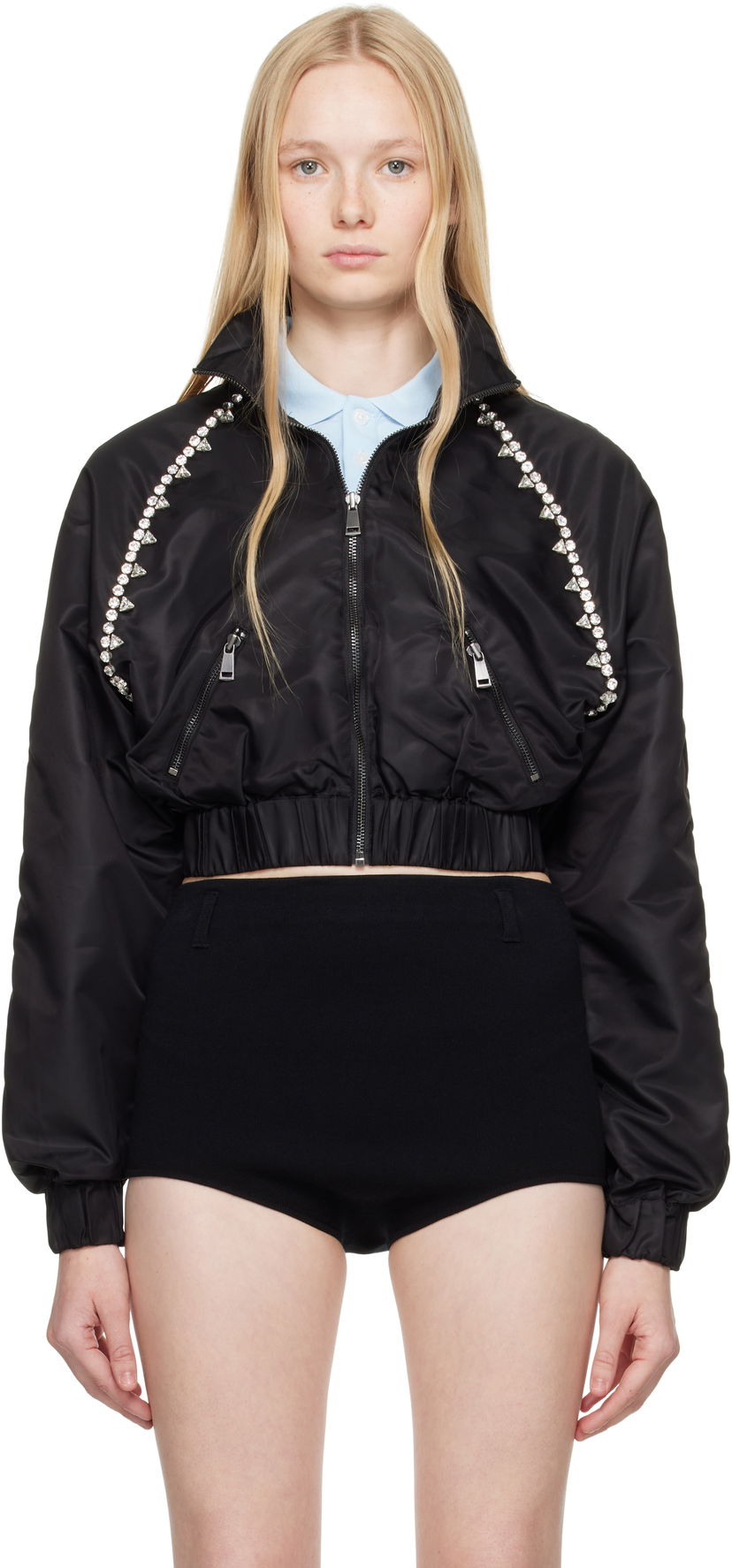 Bomberjacka Area AREA Crystal Trim Track Jacket Svart | SS25OU0028FA02