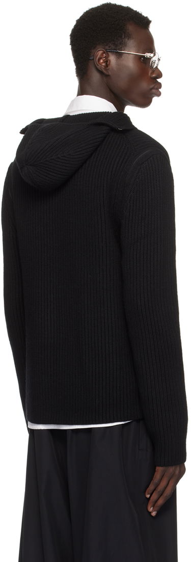 Sweater Helmut Lang Helmut Lang Rib Knit Zip Hoodie Svart | O07HM799, 2
