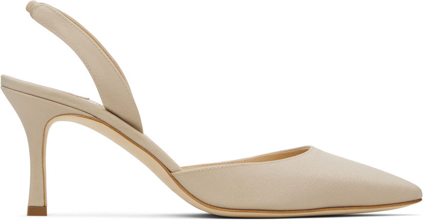 Tillbehör Manolo Blahnik Manolo Blahnik Carolyne 70 Slingback Heeled Sandals Beige | 225-1891