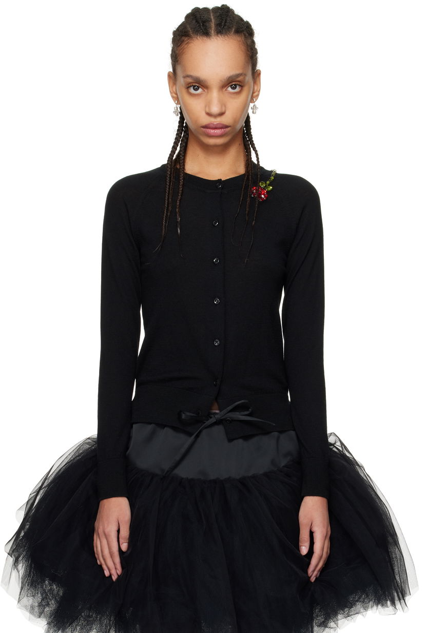 Sweater Simone Rocha Simone Rocha Embellished Flower Cardigan Svart | KMK13TB 0647
