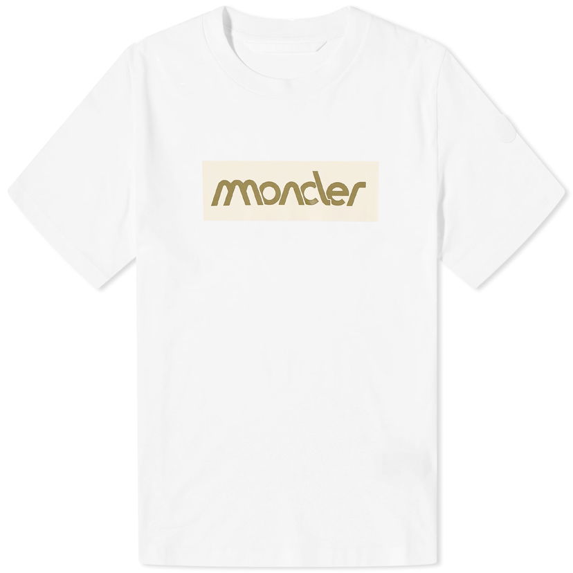 T-shirt Moncler Logo T-Shirt Vit | 8C000-52-89AJS-00A