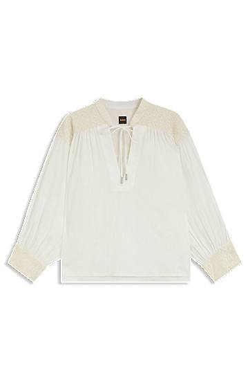 Skjorta BOSS Regular-Fit Dobby Cotton Voile Blouse Vit | 50546176