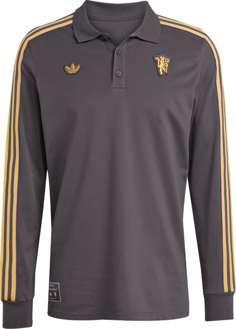 Polotröja adidas Originals Manchester United Icon Long Sleeve Polo Shirt Grå | jn2822