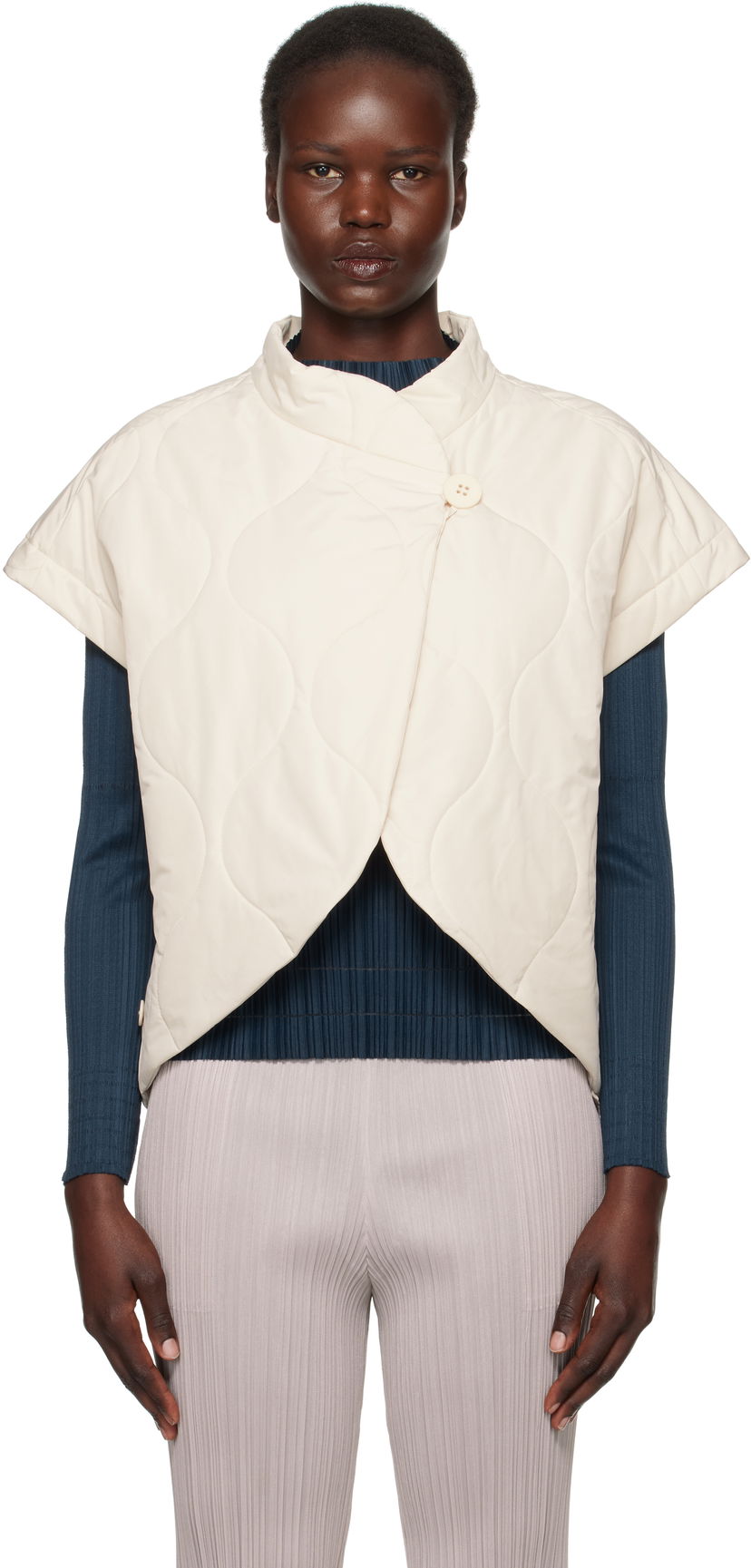 Väst Pleats Please Issey Miyake Issey Miyake Quilted Vest Vit | PP48ZE882