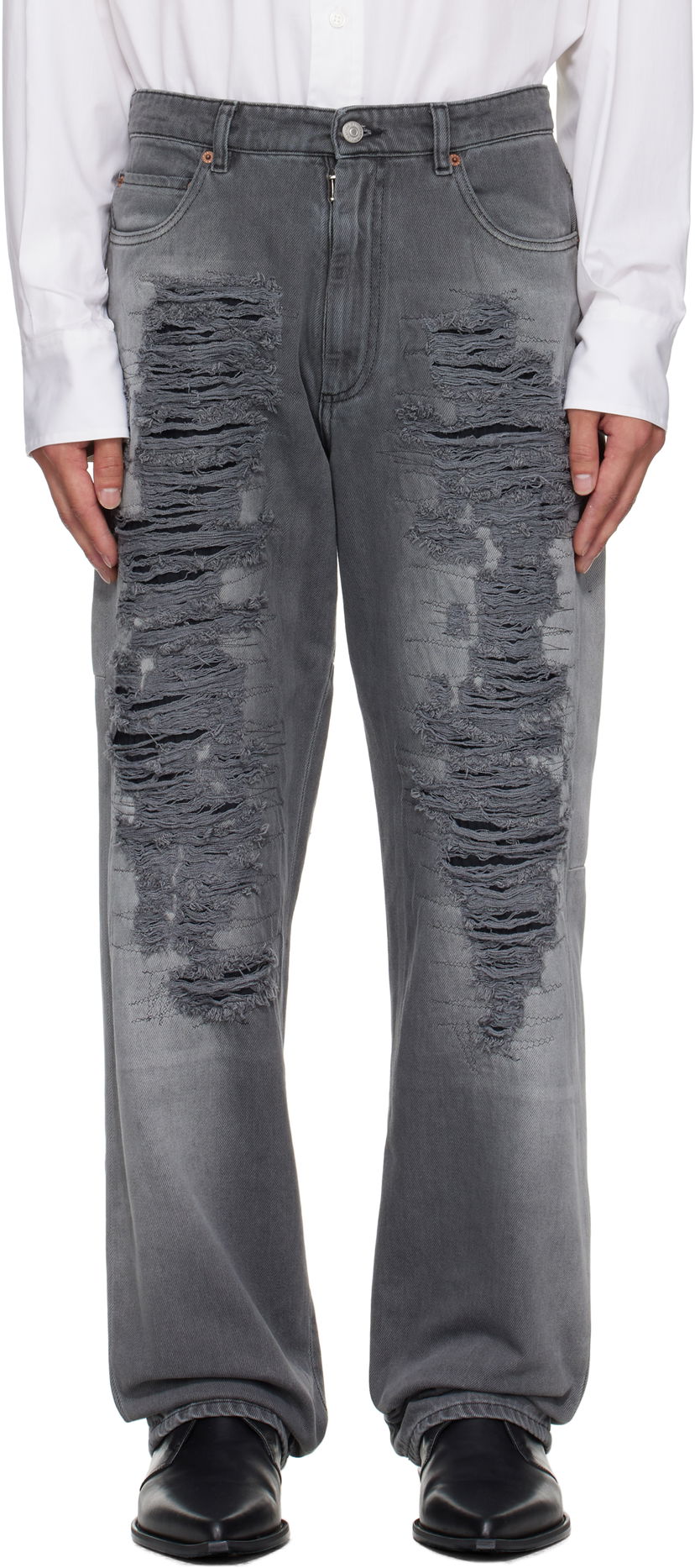 Jeans Maison Margiela MM6 Maison Margiela 5-Pocket Distressed Jeans Grå | SH0LA0030 M30011