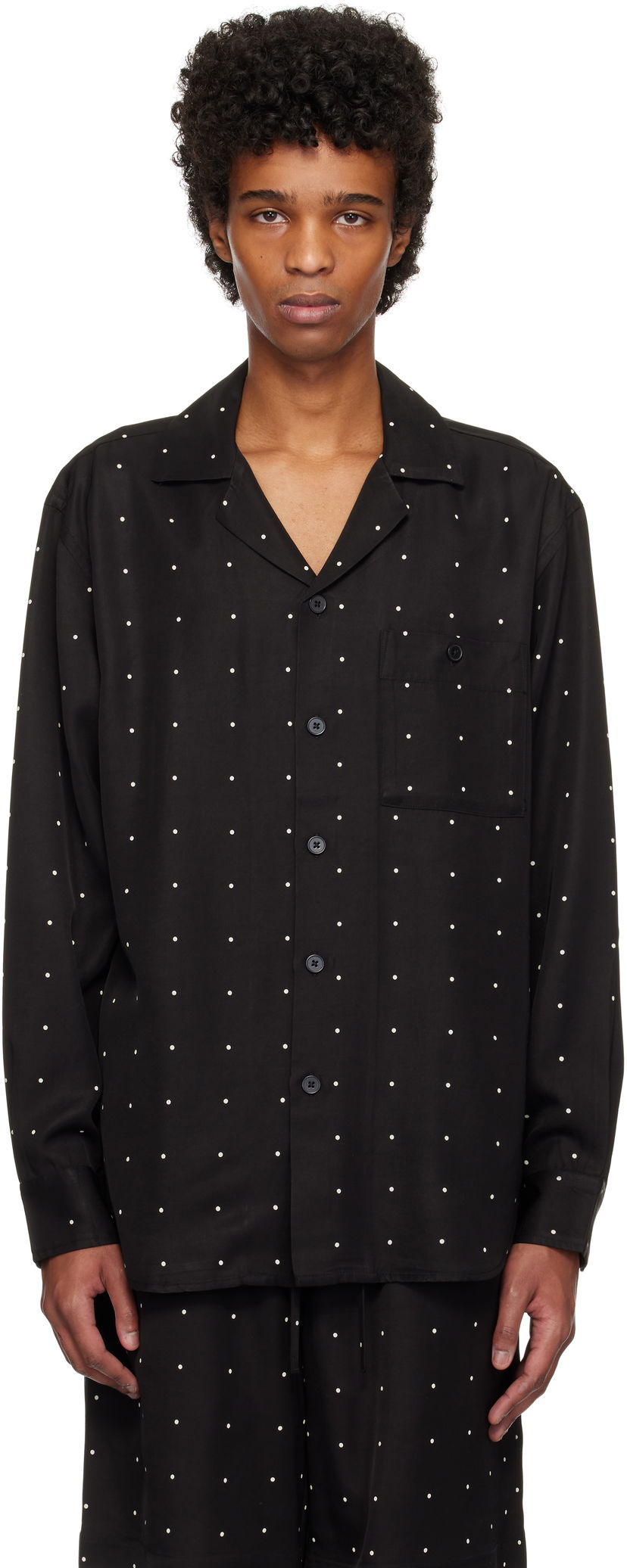 Skjorta Róhe Dotted Loose Camp Collar Shirt Svart | 314-19-075