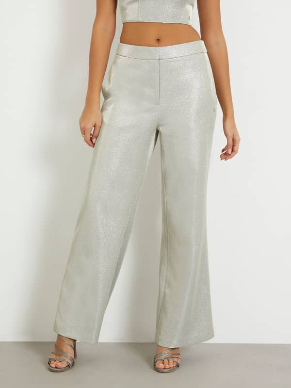 Byxor GUESS Glitter Flare Pant Metallisk | W4PB69KCDC0, 0
