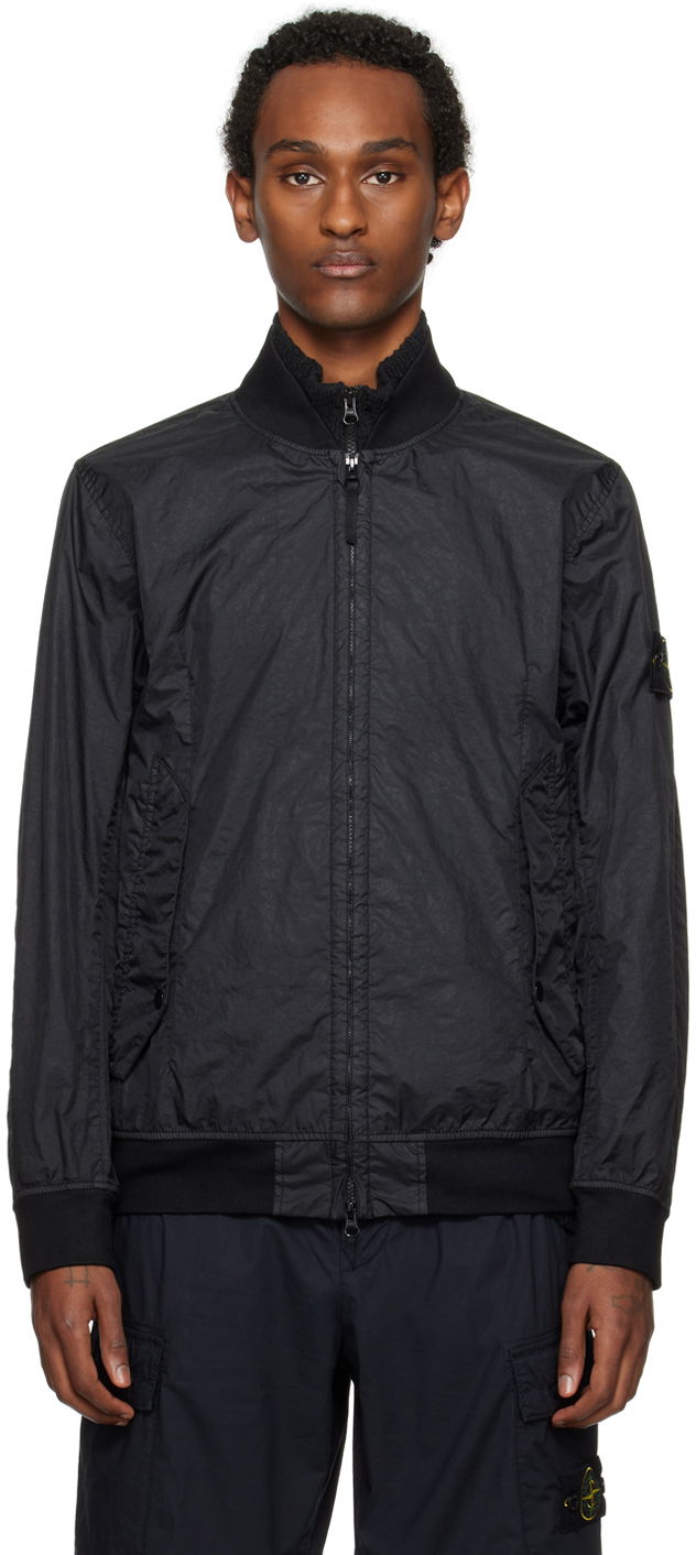 Bomberjacka Stone Island Crinkled Bomber Jacket Svart | 801541223