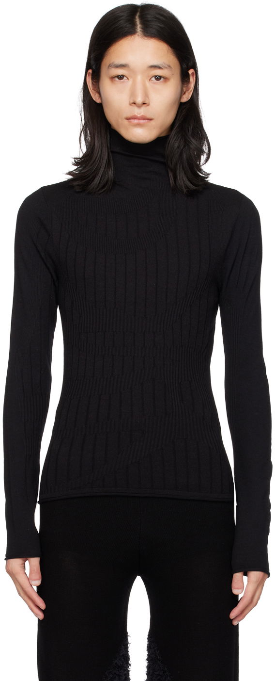 T-shirt Dion Lee Fitted Ribbed Turtleneck Top Svart | C7104F22, 0