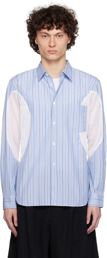 Skjorta Comme des Garçons Broad Stripe x Polyester Mesh Shirt Blå | DO-B025-051, 0