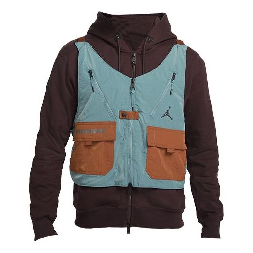 Väst Jordan Air Jordan Detachable Fleece Lined Hooded Vest with Multiple Pockets Blå | DC9582-203