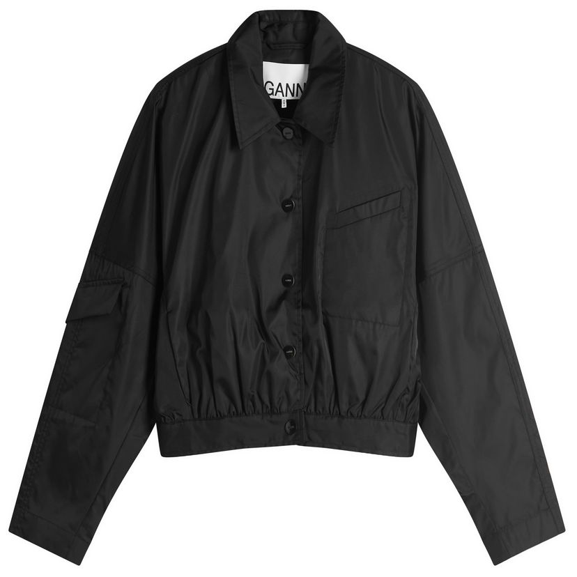 Bomberjacka GANNI Ganni Duchesse Nylon Short Jacket Svart | W0462