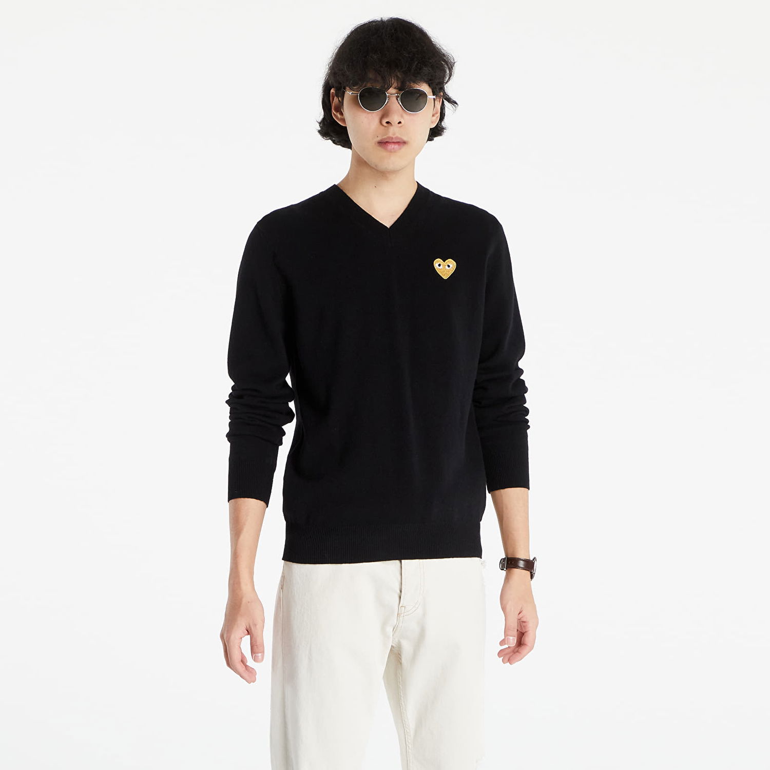 Sweater Comme des Garçons PLAY Knit Pullover Svart | AZN048 Black, 1
