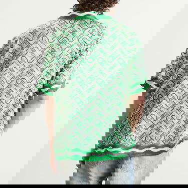 Skjorta Casablanca Casablanca Cuban Collar Short Sleeve Silk Shirt, Size Large Grön | MPF25-SH-003-10, 3