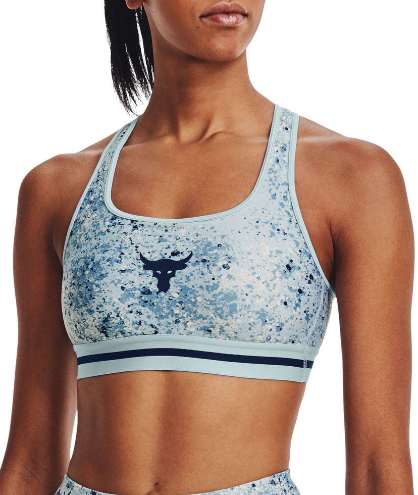 Behå Under Armour Project Rock Printed Sports Bra Blå | 1371365-478