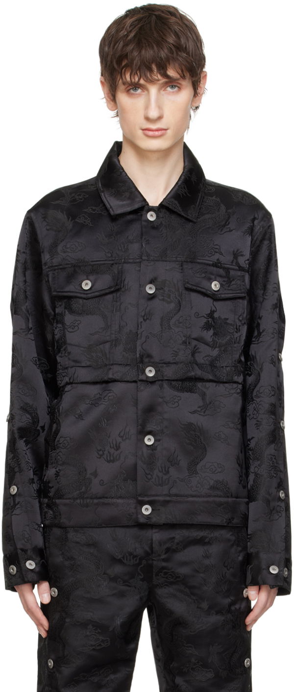 Jacka Feng Chen Wang Feng Chen Wang Dragon Jacquard Convertible Jacket Svart | FUS17JK07