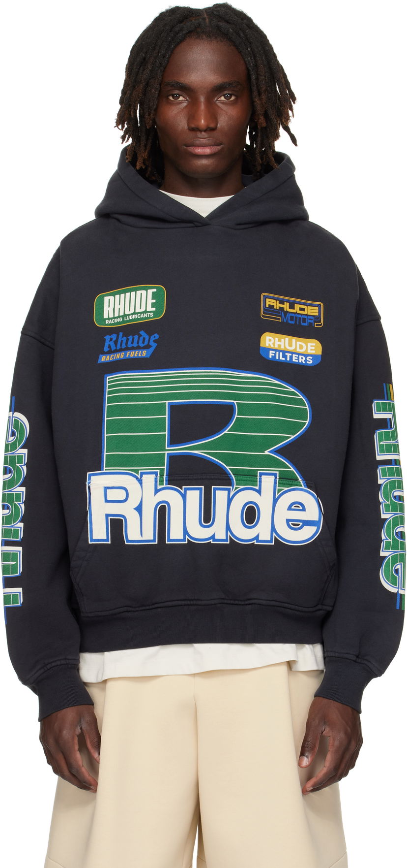 Sweatshirt Rhude Rhude Roadway Racing Hoodie Svart | RHPF25HO08012